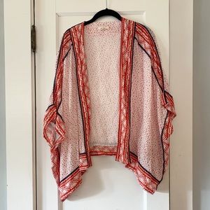 Boho red/white/navy kimono